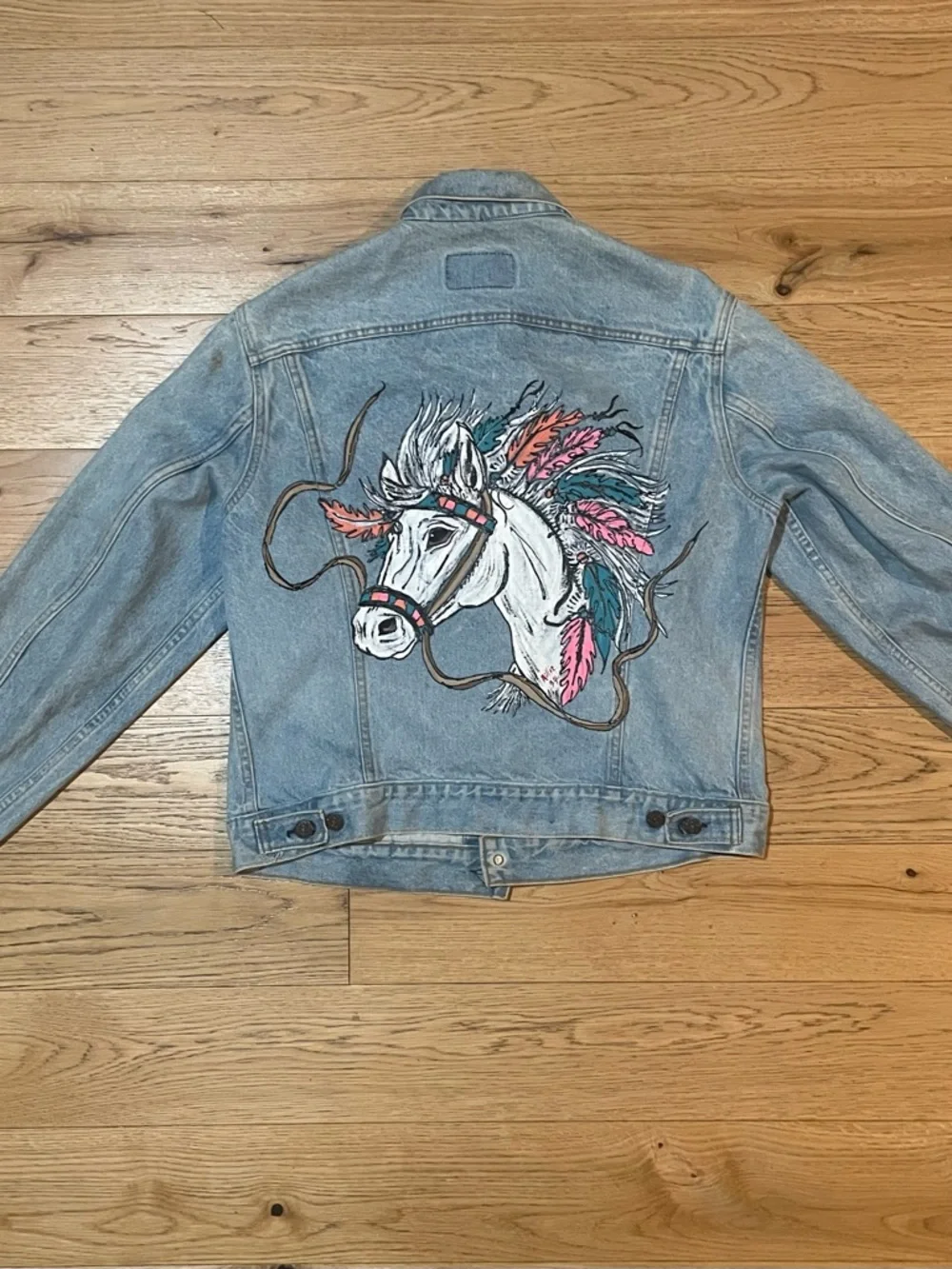 Vintage 1994 Hand-Painted Levi’s 70506 Trucker Jacket - Made in USA - Size 42 - Picture 4 of 6